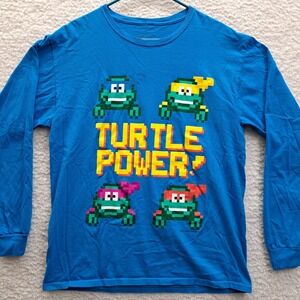TMNT Turtle Power T-Shirt Loot Wear SS Top Blue Size Large Neca Teenage Mutant N